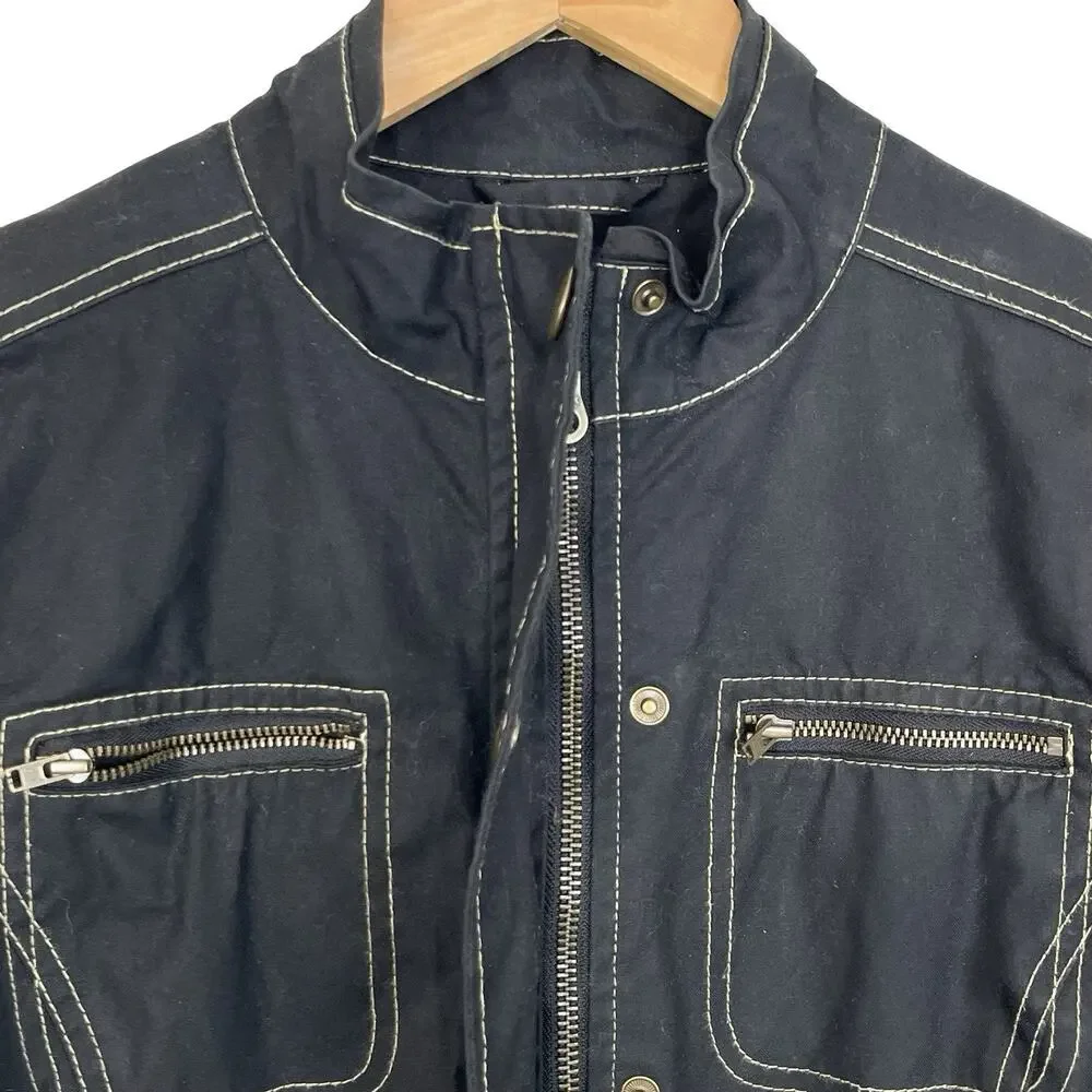 Boden Waxed Cotton Jacket Black Contrast Stitch Utility Pockets Size 10 - Picture 5 of 16